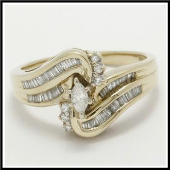 Solid 10K Yellow Gold, 0.50ctw Genuine Diamonds 