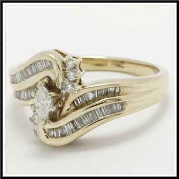 Solid 10K Yellow Gold, 0.50ctw Genuine Diamonds 
