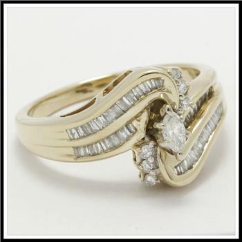 Solid 10K Yellow Gold, 0.50ctw Genuine Diamonds 