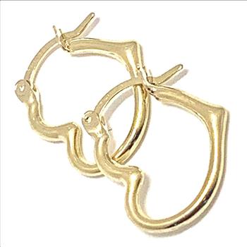 Solid 10k Yellow Gold Heart Hoop Earrings