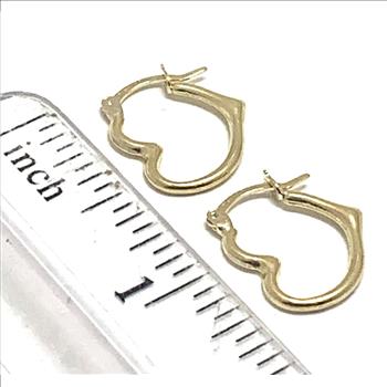 Solid 10k Yellow Gold Heart Hoop Earrings