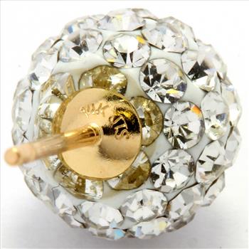 Solid 14k Yellow Gold, Swarovski Crystal 8mm Ball Stud Earrings