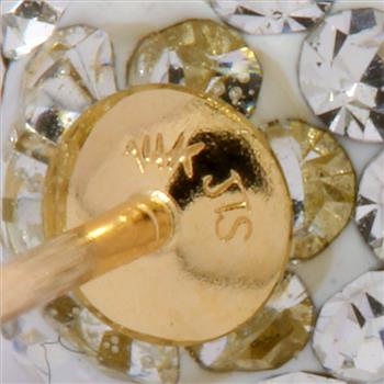 Solid 14k Yellow Gold, Swarovski Crystal 8mm Ball Stud Earrings