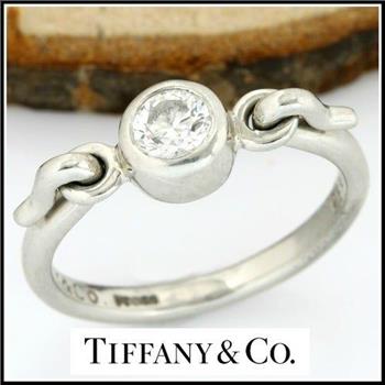 Tiffany & Co -Elsa Peretti -Platinum (950) - 0.25 ct Round Cut Diamond, Ring Size: 4