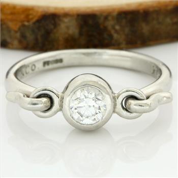 Tiffany & Co -Elsa Peretti -Platinum (950) - 0.25 ct Round Cut Diamond, Ring Size: 4