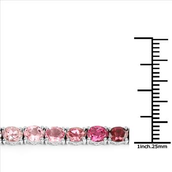 11.16 Carat Genuine Pink Tourmaline, Green Tourmaline & Brown Tourmaline .925 Sterling Silver Bracelet