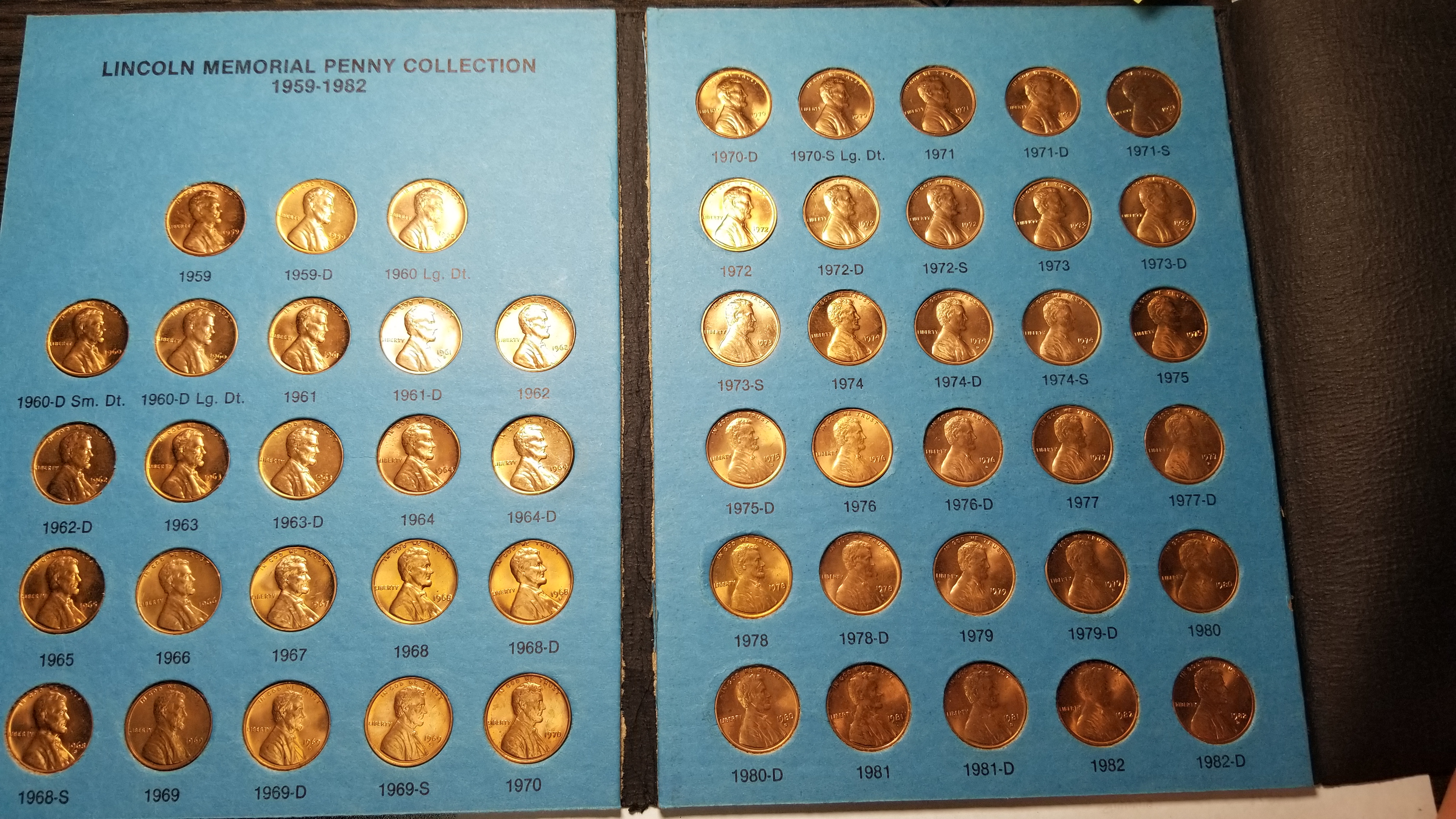 1959-1982 Lincoln Memorial Cent Complete Set 53 Coins Gem Uncirculated ...