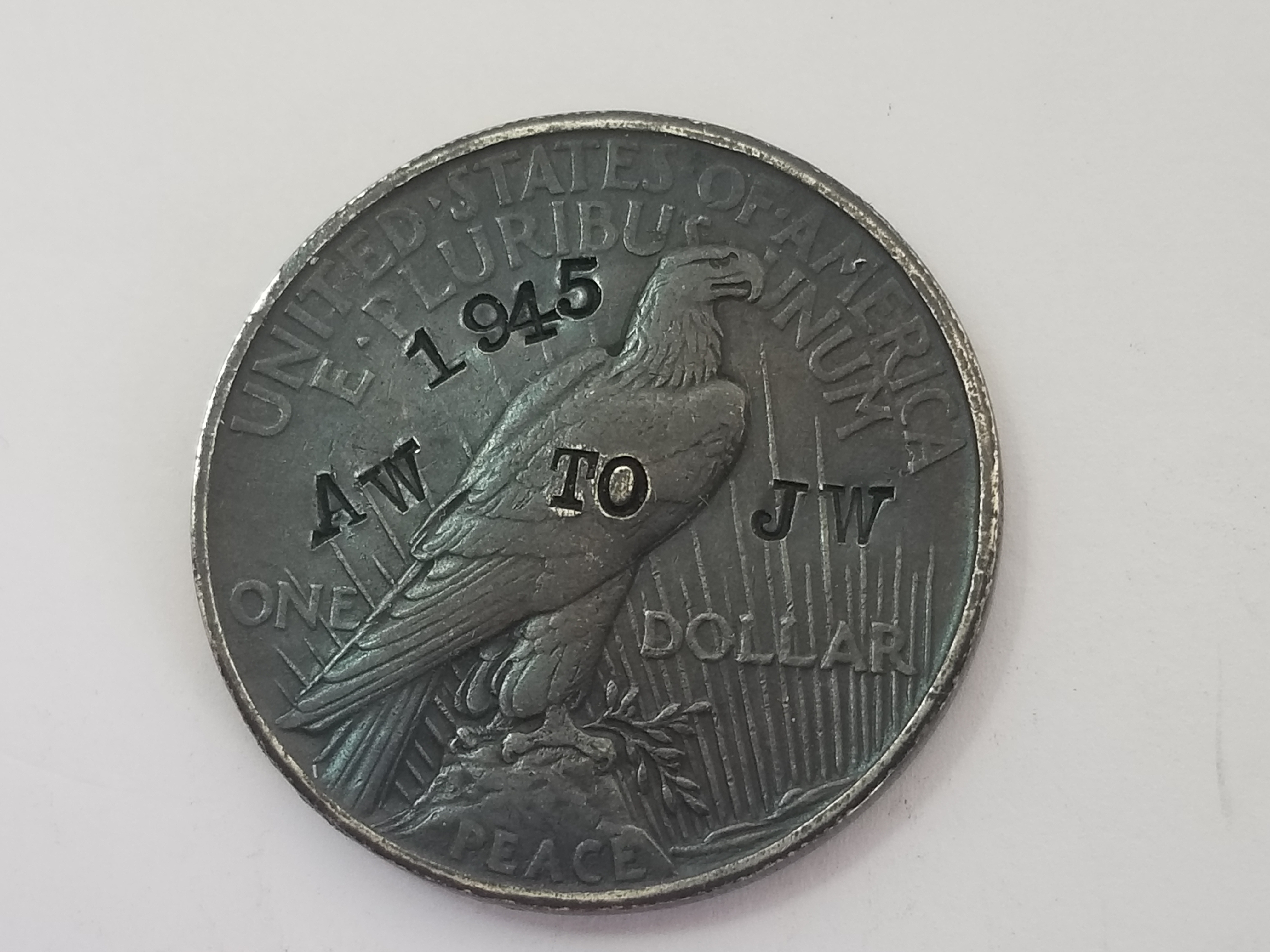 1921 Peace Dollar Rare Counter Stamp Property Room