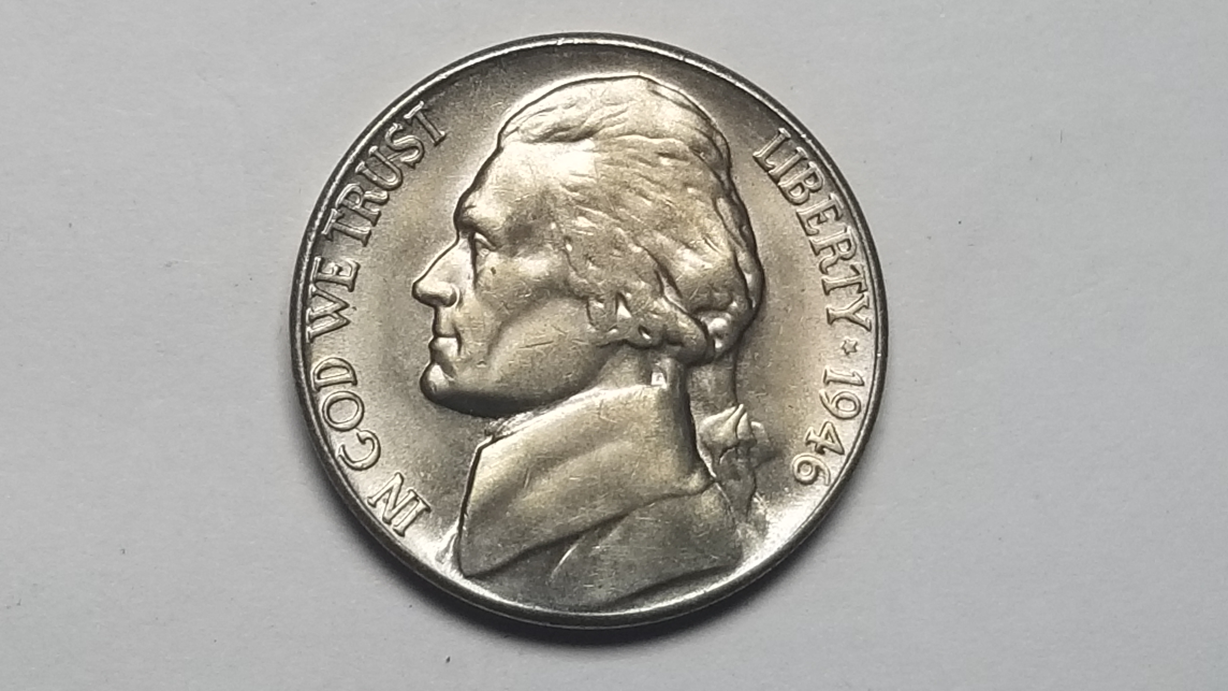 1946 S Jefferson Nickel Gem Uncirculated Property Room
