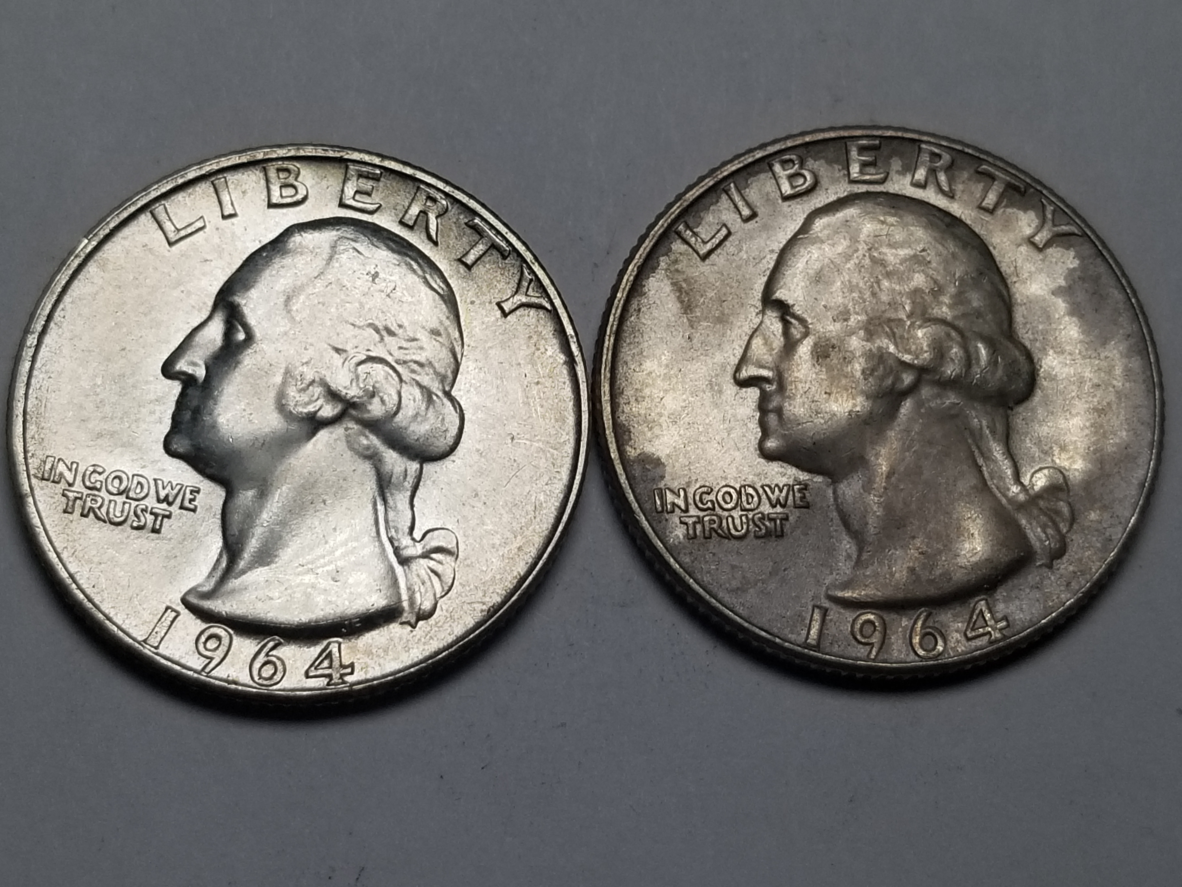 1964 PD Washington Quarters Two Coins Uncirculated | Property Room