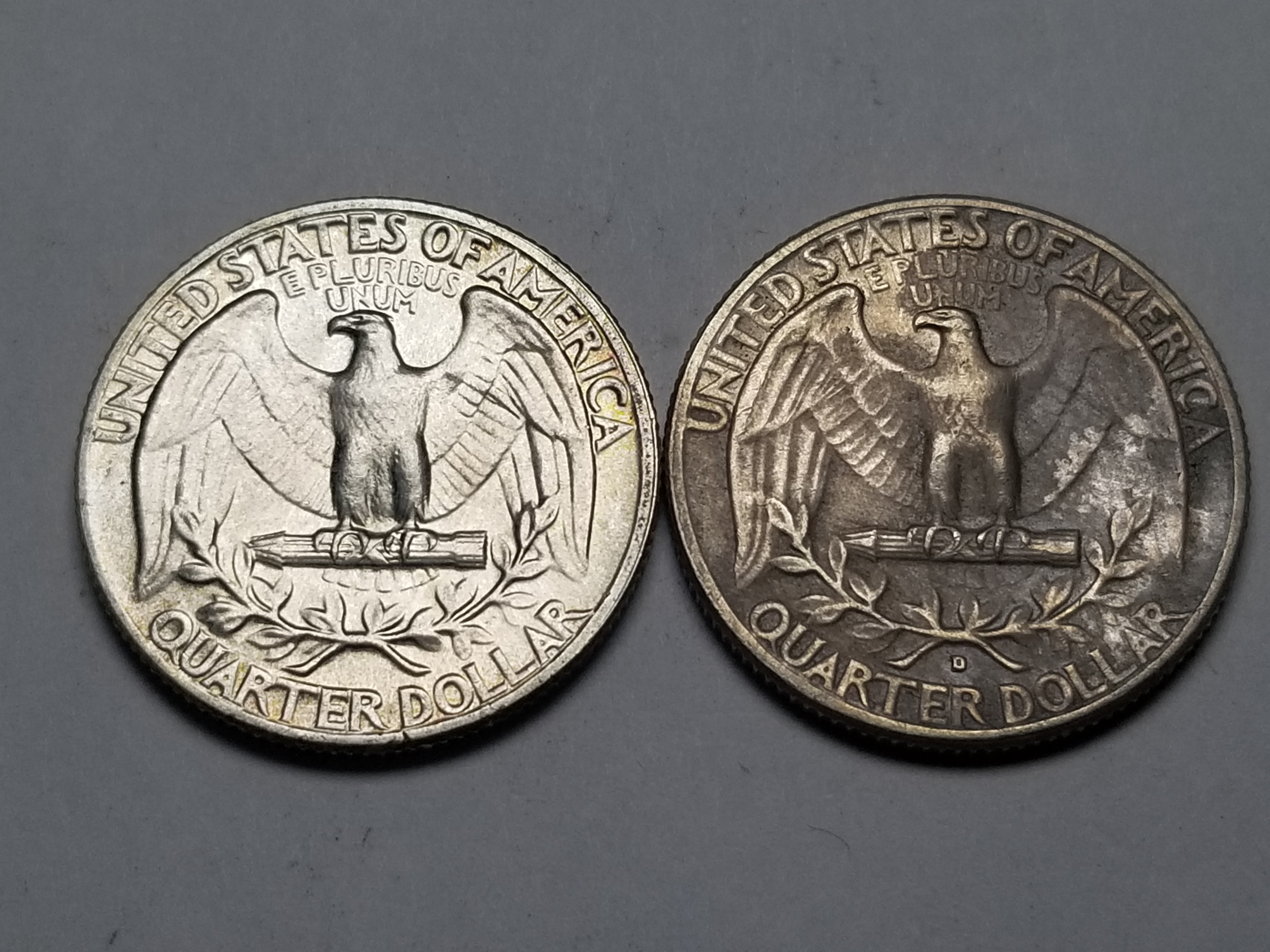 1964 PD Washington Quarters Two Coins Uncirculated | Property Room
