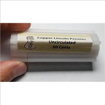 Copper Lincoln Cent Pennies 50 Coin Uncirculated Roll 