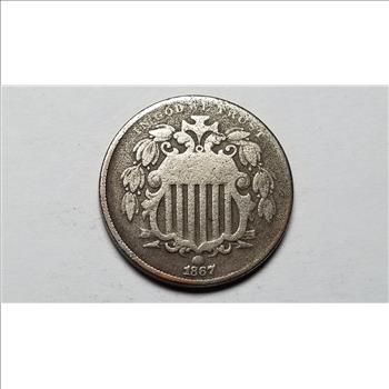1867 Shield Nickel Rays Very Rare 