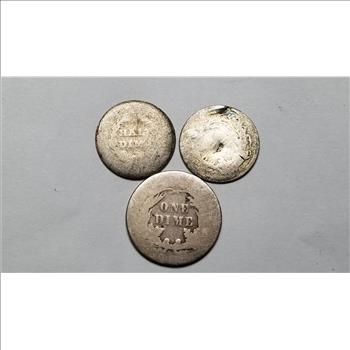3 Seated Liberty Half Dimes And Dime 