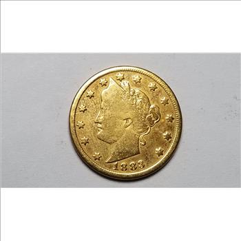 1883 Liberty V Nickel Gold Plated 