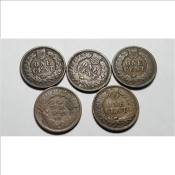 5 Indian Head Cent Pennies