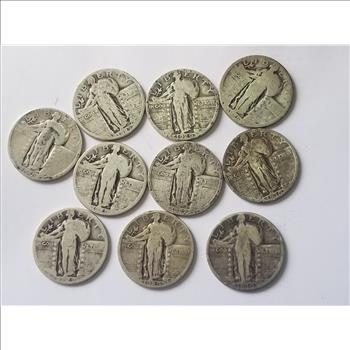 10 Standing Liberty Quarters Various Dates and Mint Marks 