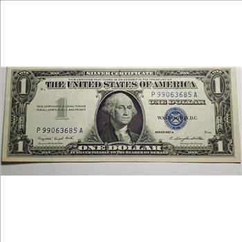 1957 One Dollar Bill Silver Certificate CU Property Room