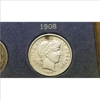 1908 Barber Dime Very High Grade From A Set 