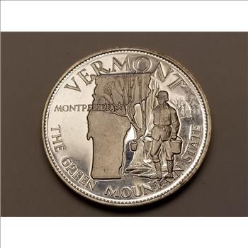 Vermont Sterling Silver Large State Medallion 