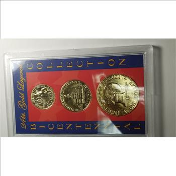1976 Bicentennial 3 Coin Set Gold Plated 