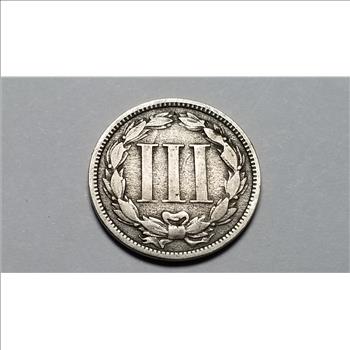 1865 3c Three Cent Nickel 