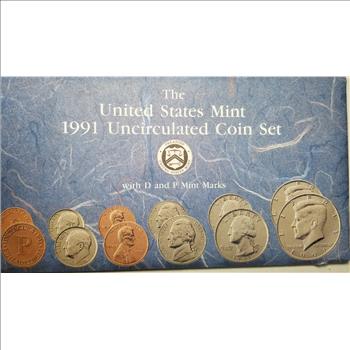 1991 PD 10 Coin Mint Set 