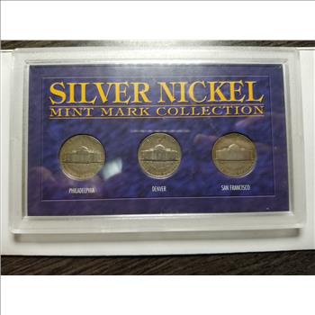 Silver Nickel Mint Mark Collection 1943-1945 3 Coins