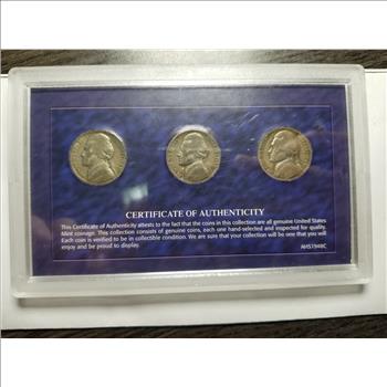 Silver Nickel Mint Mark Collection 1943-1945 3 Coins