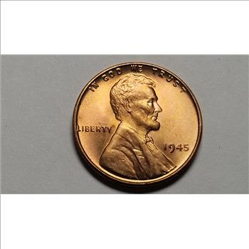 1945 Lincoln Cent Wheat Penny Gem Uncirculated Red
