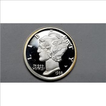 1938 Mercury Dime Pure Silver Replica 