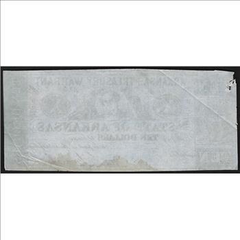 1862 $10 State of Arkansas Treasury Warrant Note