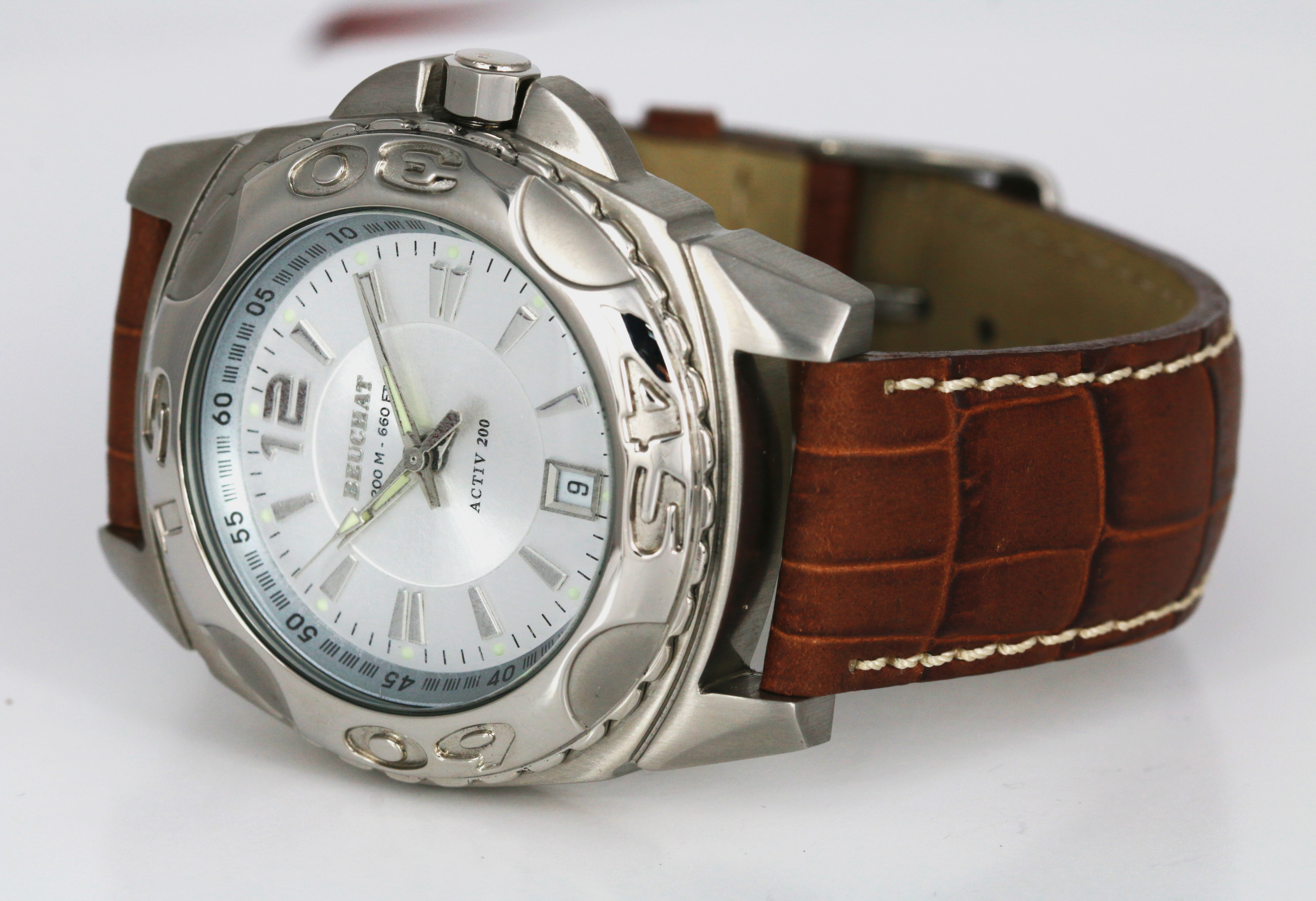Montre De Plongée Vintage Beuchat 200m Activ 200 - Tout Acier - Quartz - Résistance 20 ATM
