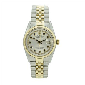 Rolex Mens Datejust Diamond / Sapphire Dial Fluted Bezel 36mm watch