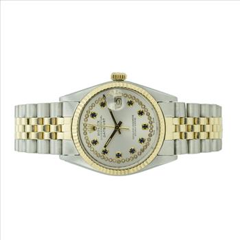 Rolex Mens Datejust Diamond / Sapphire Dial Fluted Bezel 36mm watch