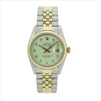 Rolex Datejust 36mm Diamond Dial Fluted Bezel Watch