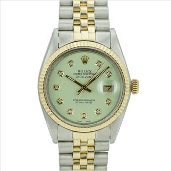 Rolex Datejust 36mm Diamond Dial Fluted Bezel Watch