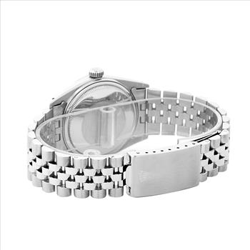 Authentic Rolex Mens Datejust 1601 Diamond Dial 18K White Gold Fluted Bezel 36mm Watch