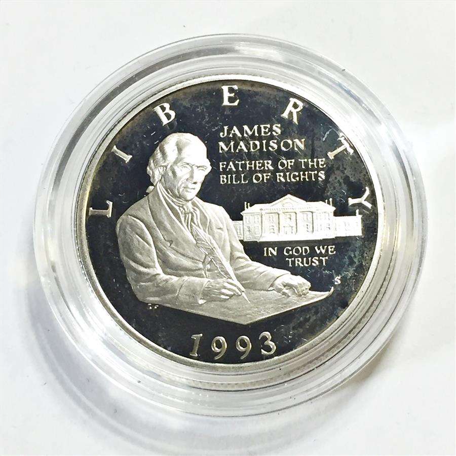 1993-S Proof Bill of Rights/James Madison Commemorative Silver Half ...