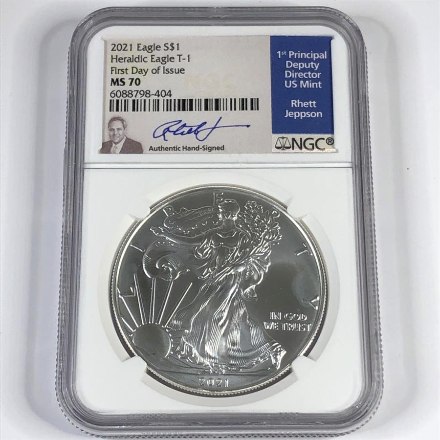 2021 Type 1 American Silver Eagle*First Day of Issue*Signed by Rhett