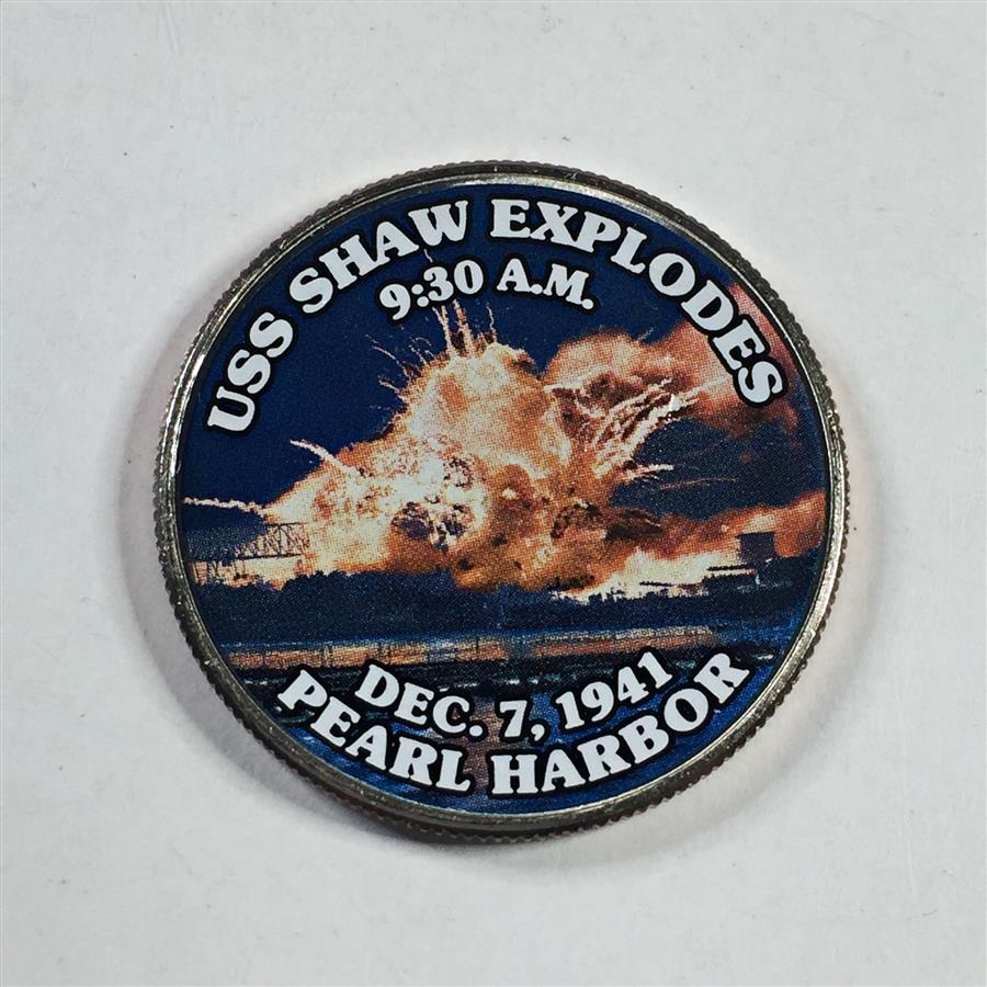 Colorized Kennedy Half Dollar Commemorating the Exploding of the USS ...