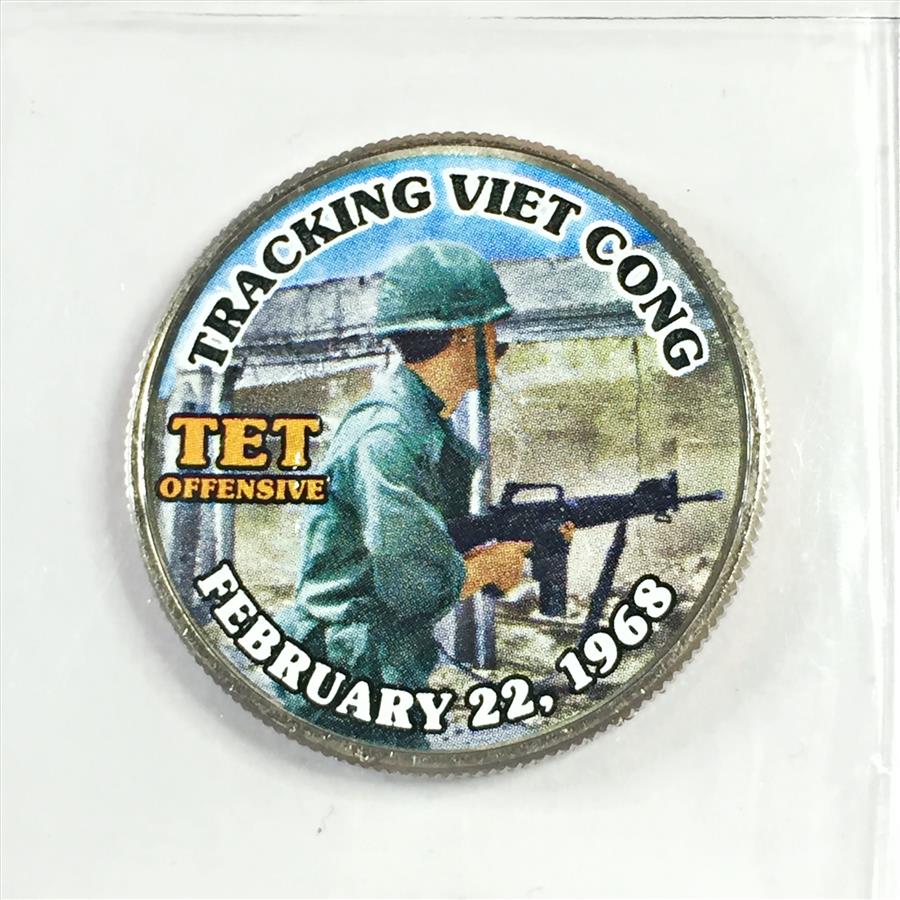 Colorized Kennedy Half Dollar Commemorating the War in Viet Nam