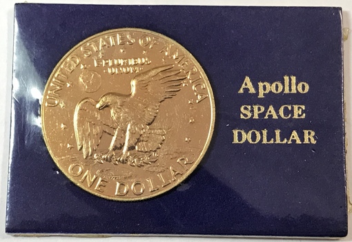 Gold Plated Apollo Space Dollar - Apollo 11 Insignia - First Moon
