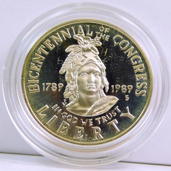 1989-D PCGS MS69 UNC CONGRESS BICENTENNAL Silver Dollar Commemorative low mint