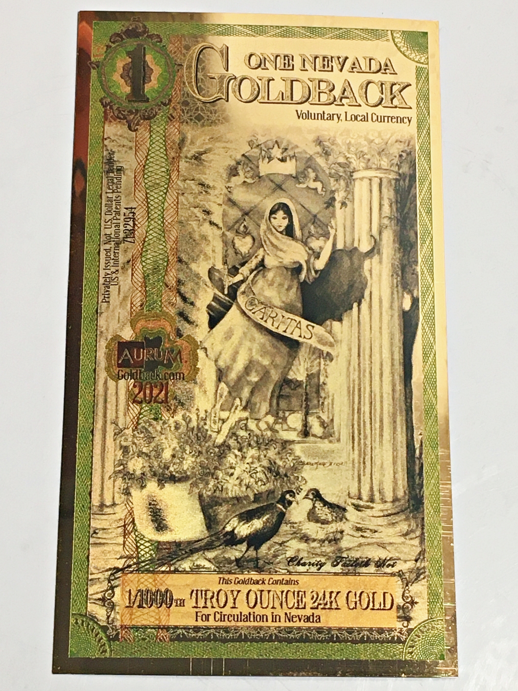 1 Nevada Goldback 1 1000 Troy Ounce Of 24K Gold For Circulation In 1-nevada-goldback-1-1000-troy-ounce-of-24k-gold-for-circulation-in