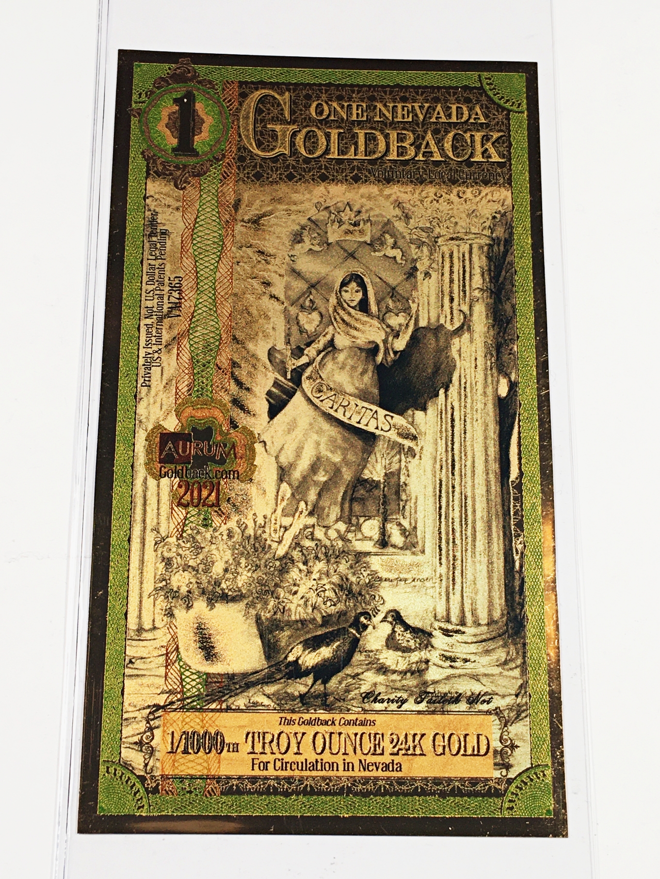 1 Nevada Goldback*1/1000 Troy Ounce of 24K Gold*For Circulation in Nevada