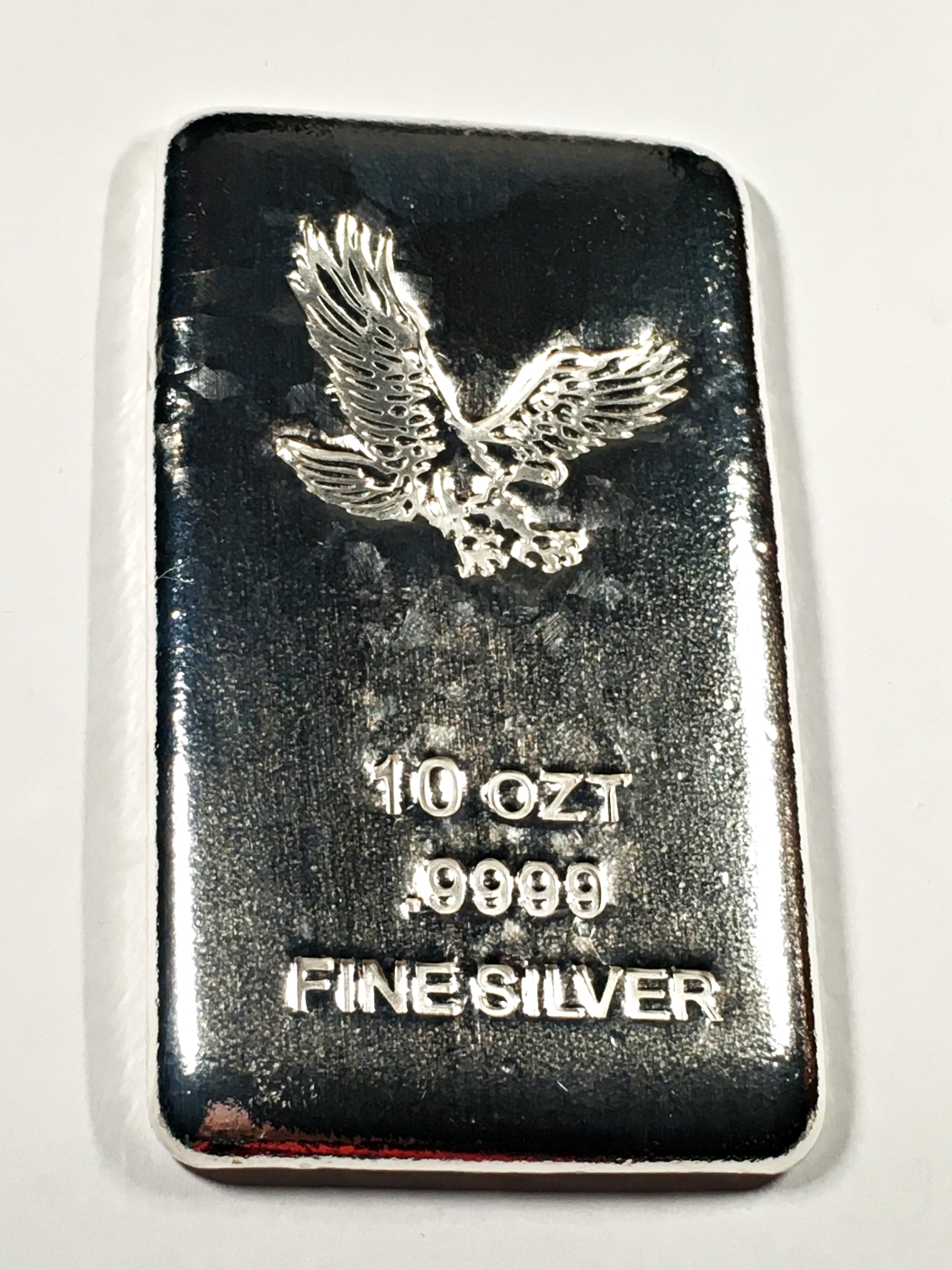 10oz 999 Fine Silver Bar Hand Poured Look Eagle Diving | Property Room