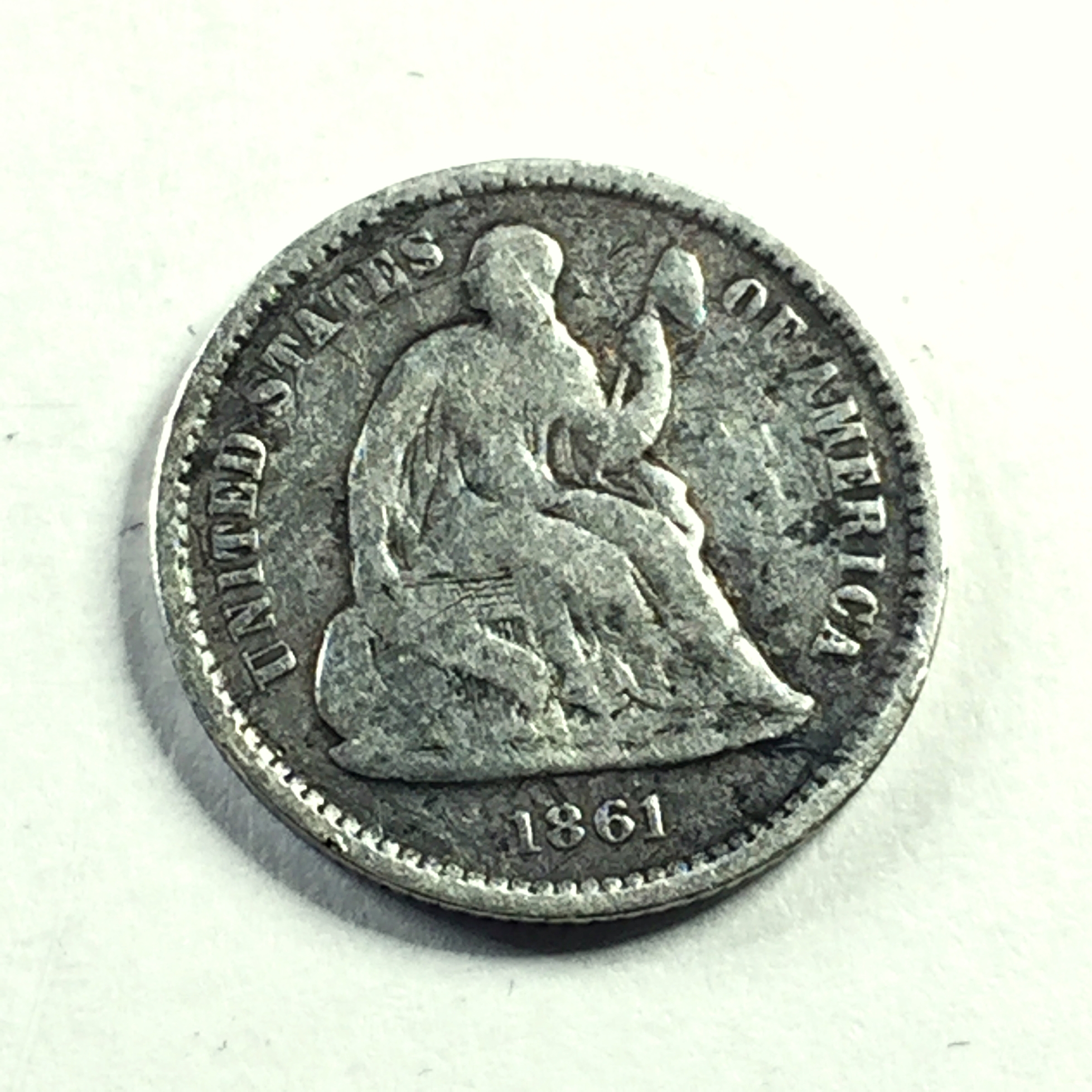 1861 Silver Seated Liberty Half Dime | Property Room