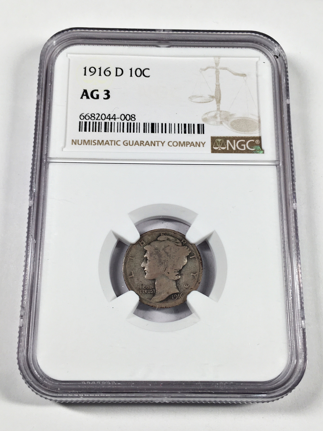 1916 Mercury Silver Dime – 90% Silver – Circulated Classic U.S. Coin