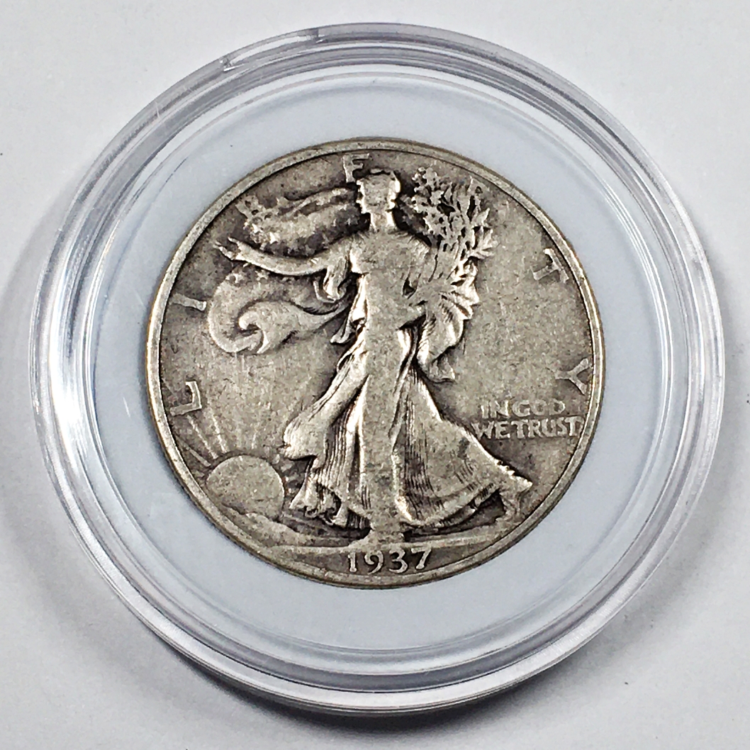 1937 American 90% Silver Half Dollar w/ Capsule | Property Room